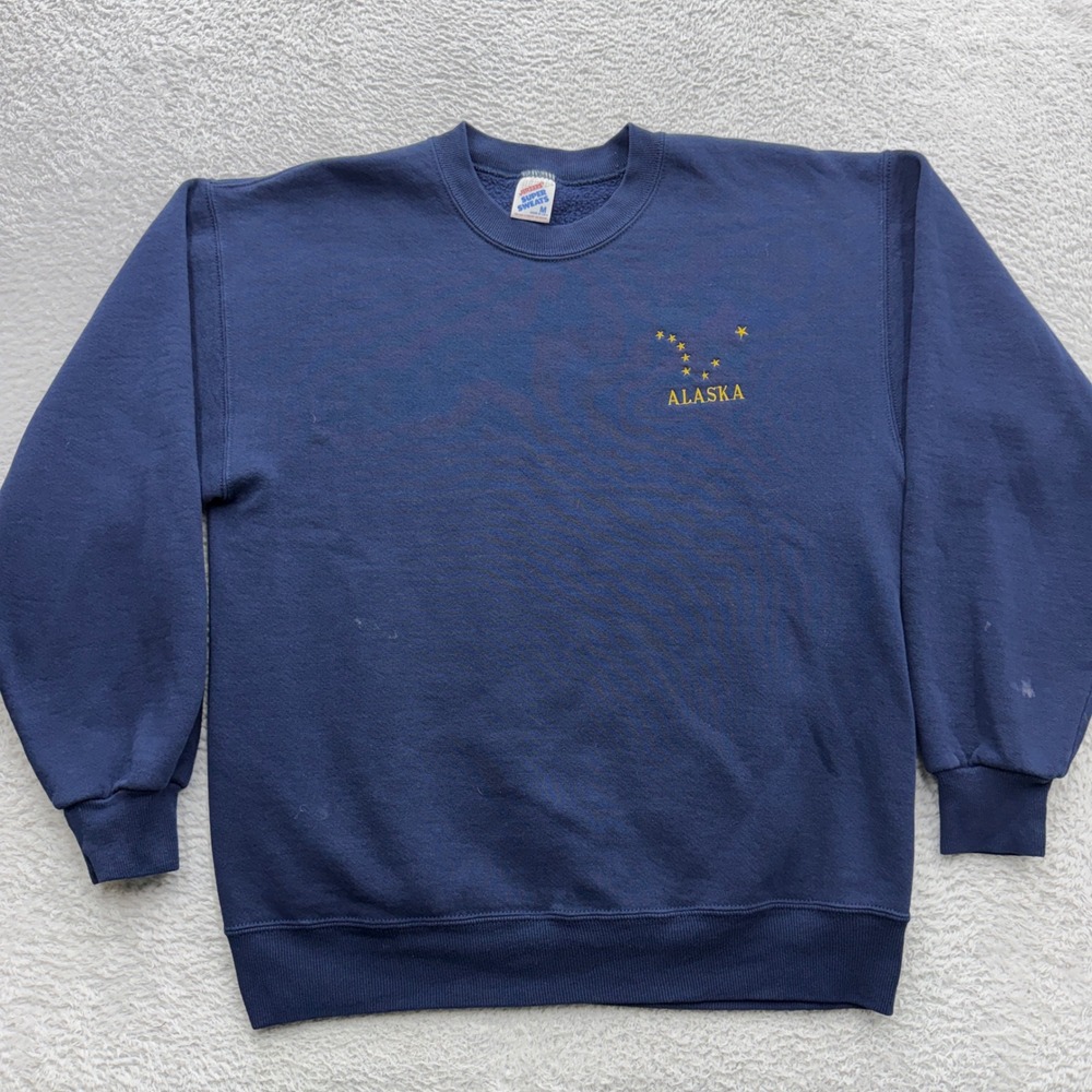 Vintage Jerzees Super Sweats Alaska Big Dipper Sweatshirt Navy Blue Mens M USA